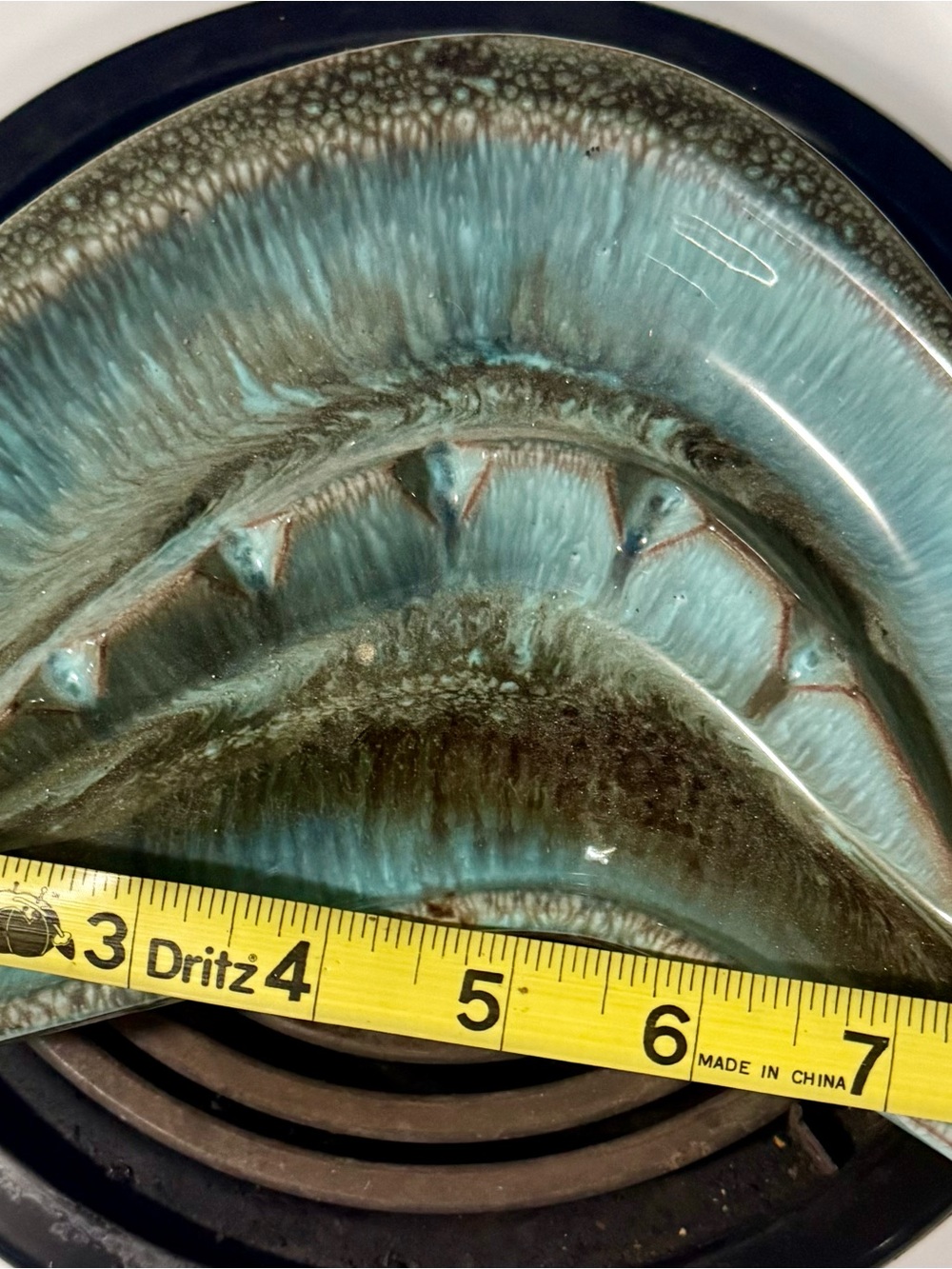 Turquoise Ceramic Ashtray - Home Art Accent - Picture 2 of 5